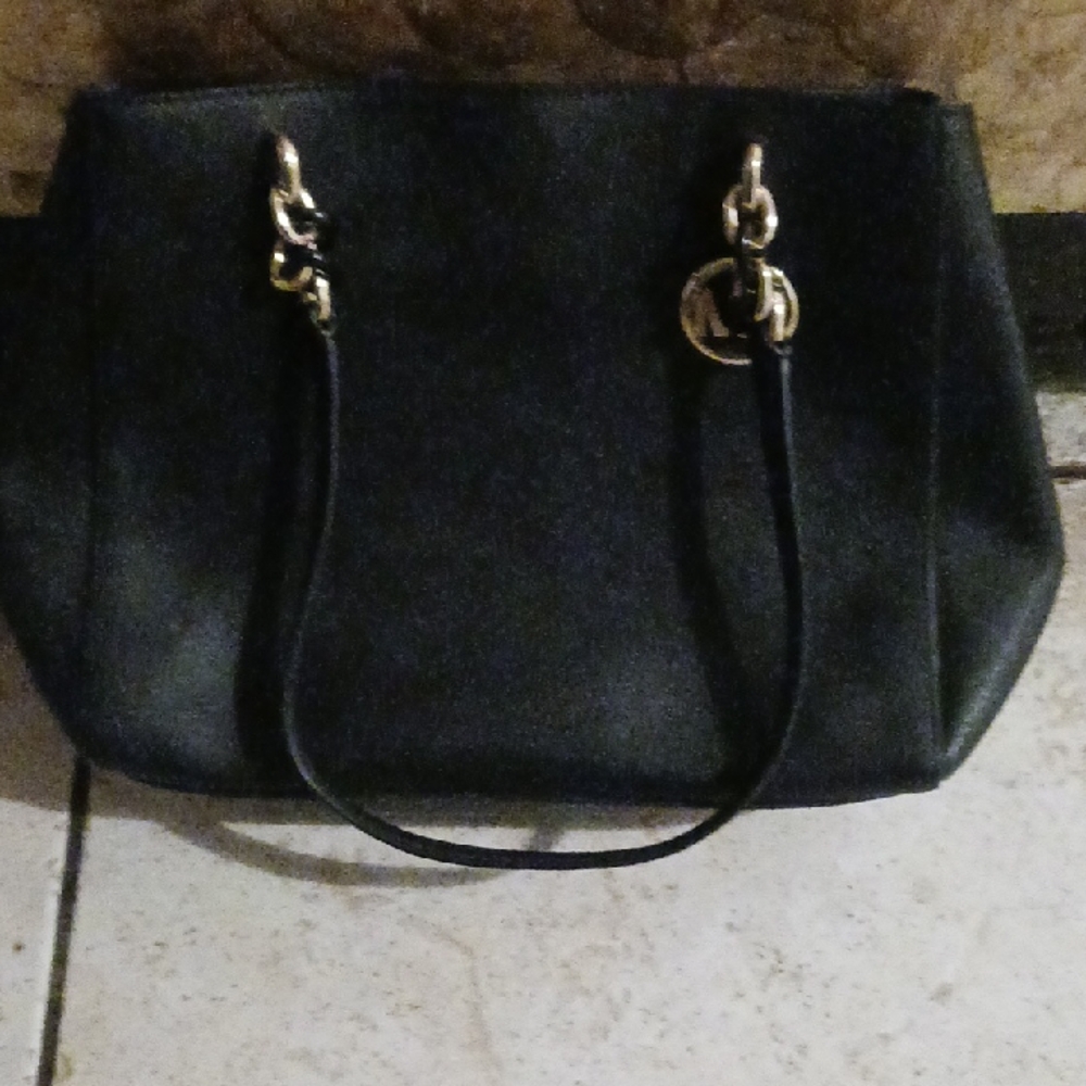 MICHAEL Michael Kors Black Shoulder Bag with Silver Hardware